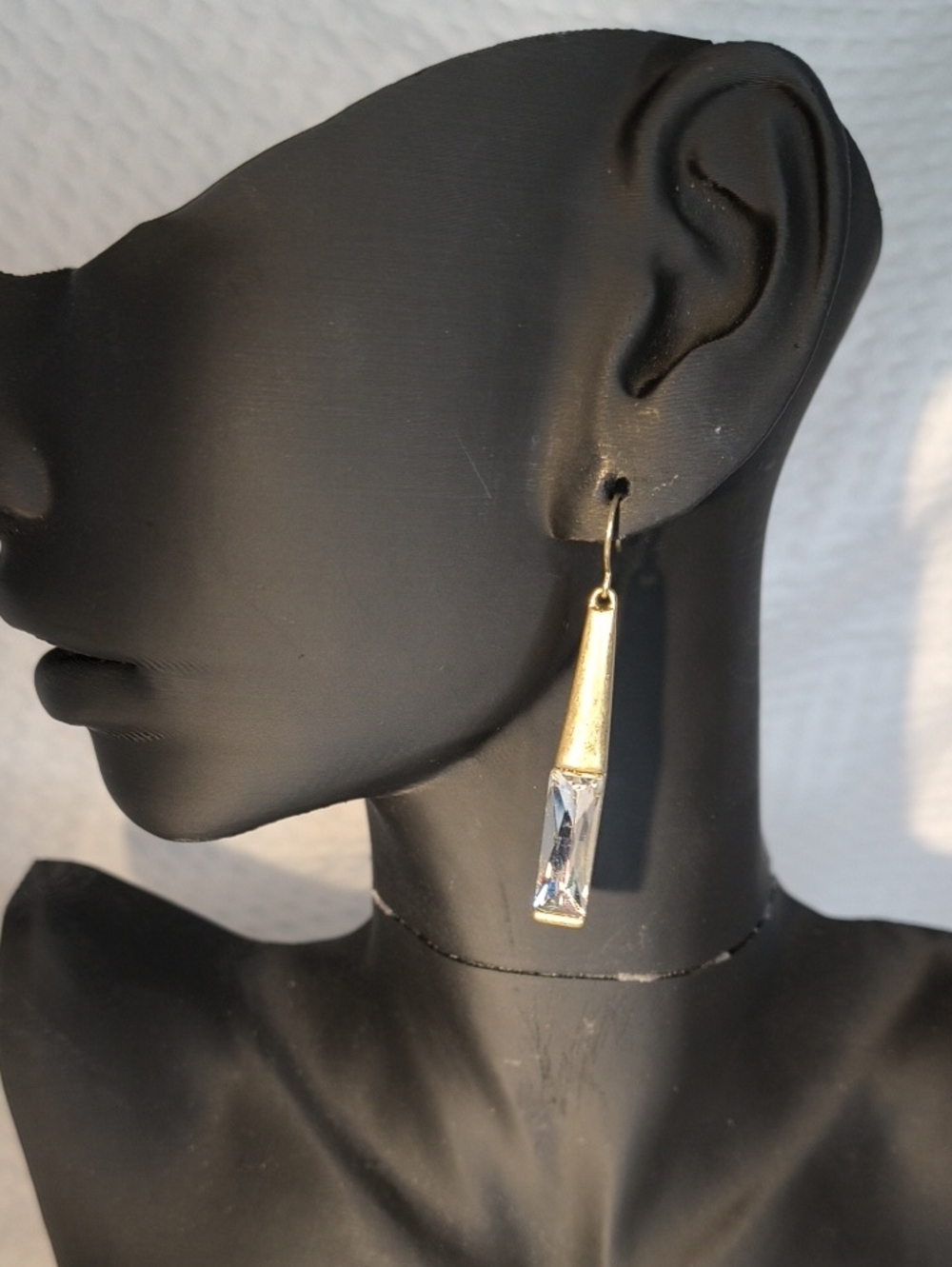Kenneth Cole Gold Drop Earrings with Clear Crystal Pendant